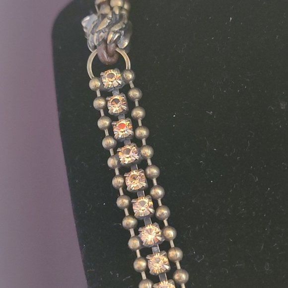 VAN GALZ - Ballchain, Leather & Crystal Wrap, Oval Pendant Necklace - Picture 8 of 14